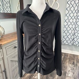 EUC LOFT Casual Black Ruched Stretchy Women's Top